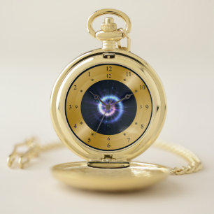 Time Machine ~ Energy Blue Spiral ~ Time Travel Pocket Watch