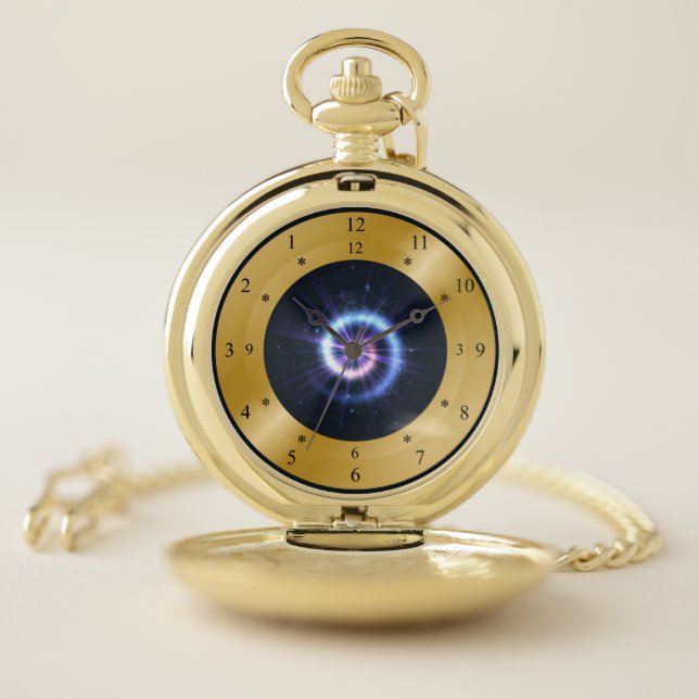 Time Machine ~ Energy Blue Spiral ~ Time Travel Pocket Watch (Inside)