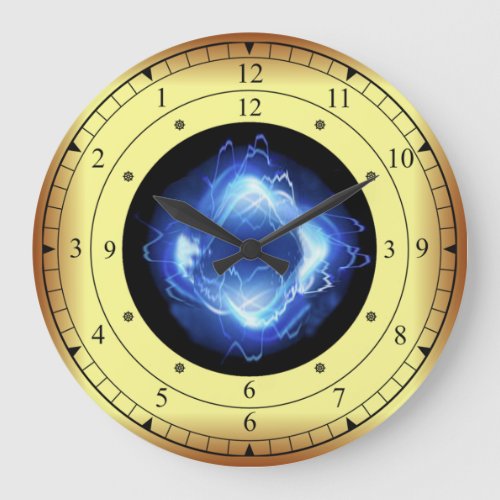 Time Machine  Glowing Blue Wave Time Portal   Large Clock