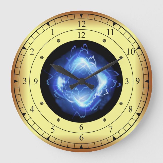 Time Machine ~ Glowing Blue Wave Time Portal ~  Large Clock (Front)