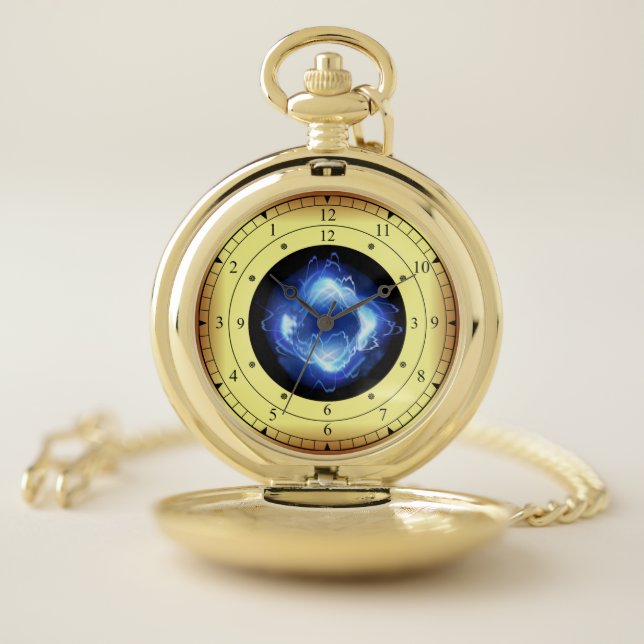 Time Machine ~ Glowing Blue Wave Time Portal ~   Pocket Watch (Inside)