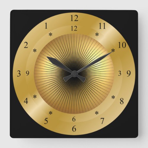 Time Machine  Golden Black Hole  Time Travel Square Wall Clock