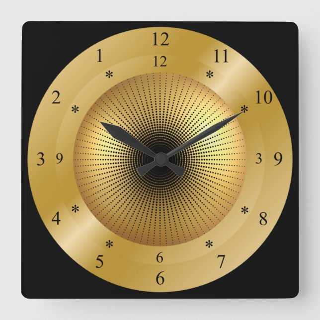Time Machine ~ Golden Black Hole ~ Time Travel Square Wall Clock (Front)