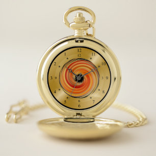 Time Machine Pocket Watch~Spiral Vortex Orange ~ Watch