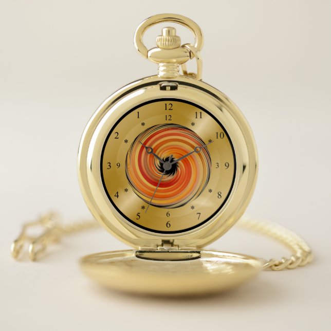 Time Machine Pocket Watch~Spiral Vortex Orange ~ Watch (Inside)