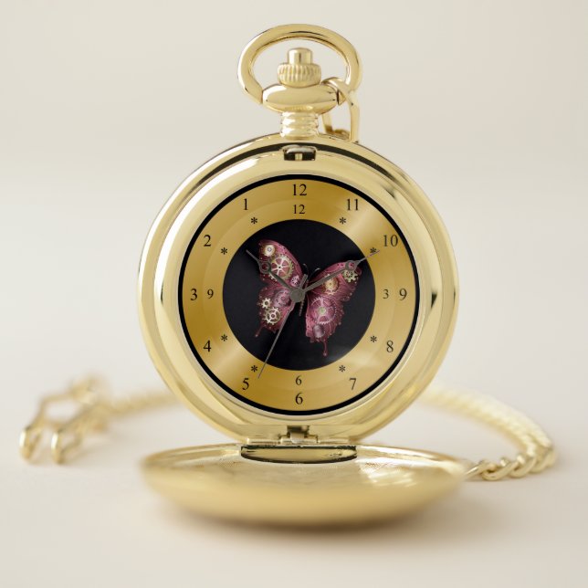 Time Machine Pocket Watch ~ Steampunk ~ Butterfly~ (Inside)