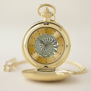 Time Machine Pocket Watch~Wormhole~Green & White Pocket Watch
