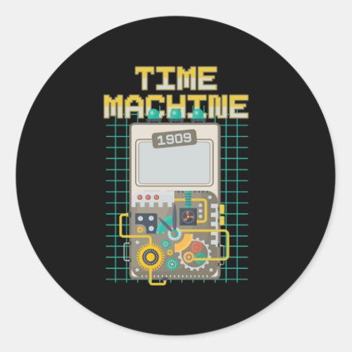 Time Machine Retro Vintage Time Traveling Gift Classic Round Sticker