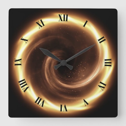 Time Machine  Spiral Fire Vortex  Time Portal   Square Wall Clock