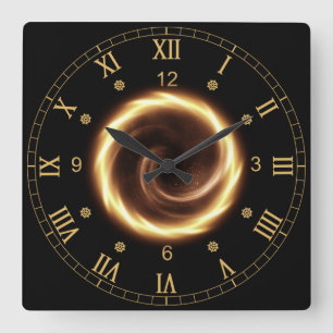 Time Machine ~ Spiral Fire Vortex ~ Time Portal ~ Square Wall Clock