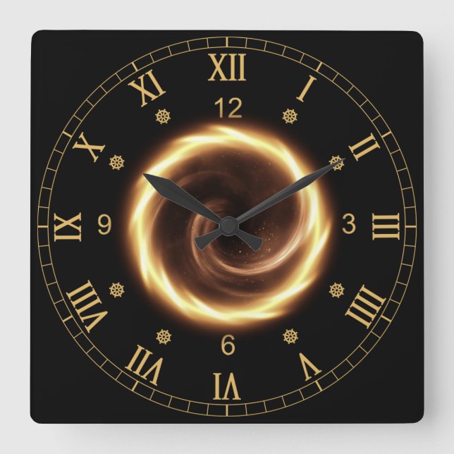 Time Machine ~ Spiral Fire Vortex ~ Time Portal ~  Square Wall Clock (Front)