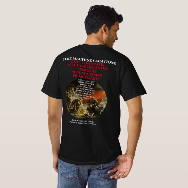 TIME MACHINE TRAVEL LONDON BLACK DEATH PLAGUE 1348 T-Shirt (Back Full)