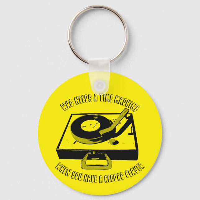 Time Machine Vinyl Record Player Turntable Keychain (Front)