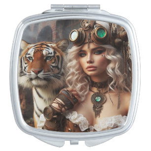 Time Machine Young Girl and Tiger 80-2 Poster Compact Mirror