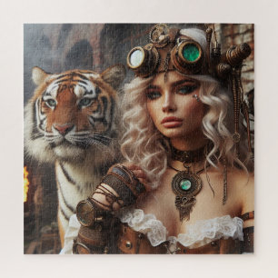 Time Machine Young Girl and Tiger 80-2 Poster Jigsaw Puzzle