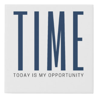 TIME Minimalist Typography Wall Art, Modern Motive Faux Canvas Print