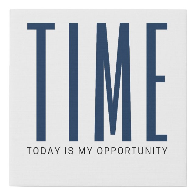 TIME Minimalist Typography Wall Art, Modern Motive Faux Canvas Print (Front)