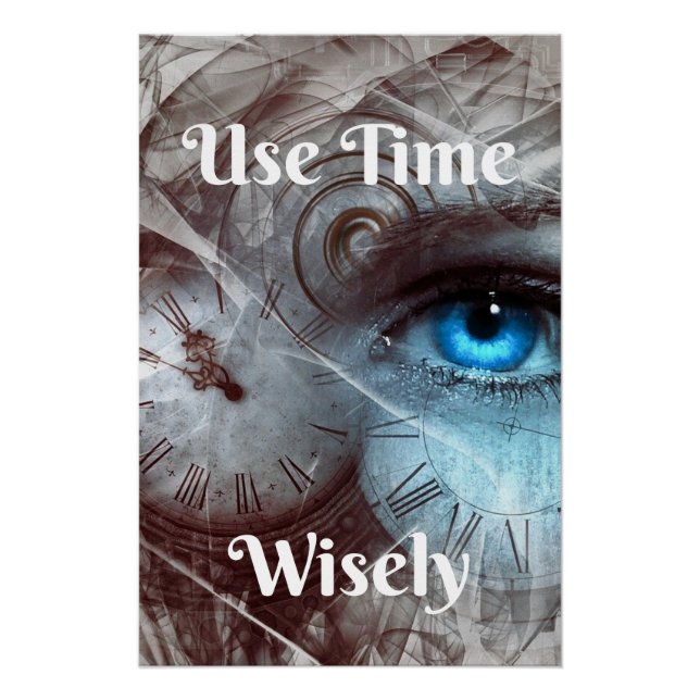Time Motivational Quote Steampunk Style Poster (Front)