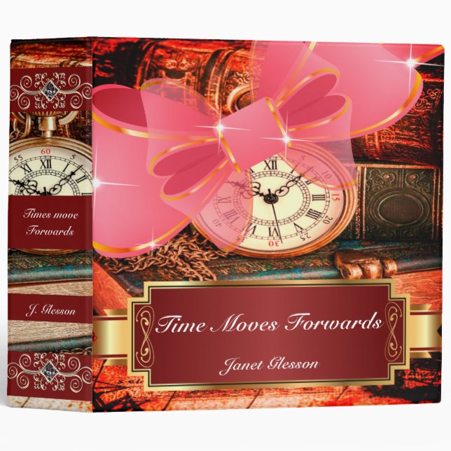 Time Moves Forwards Scrapbooking 3 Ring Album Binder (Front/Spine)