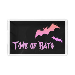 Time of Bats - Pink & Purple Abstract Pop Art Acrylic Tray