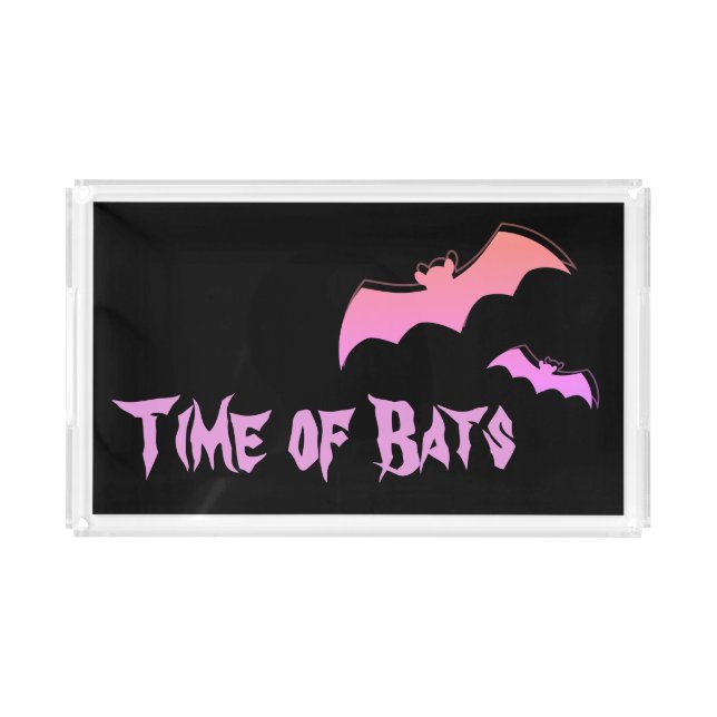 Time of Bats - Pink & Purple Abstract Pop Art Acrylic Tray (Front)