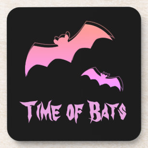 Time of Bats - Pink & Purple Abstract Pop Art Beverage Coaster
