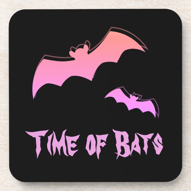 Time of Bats - Pink & Purple Abstract Pop Art Beverage Coaster (Front)
