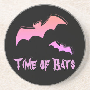 Time of Bats - Pink & Purple Abstract Pop Art Coaster