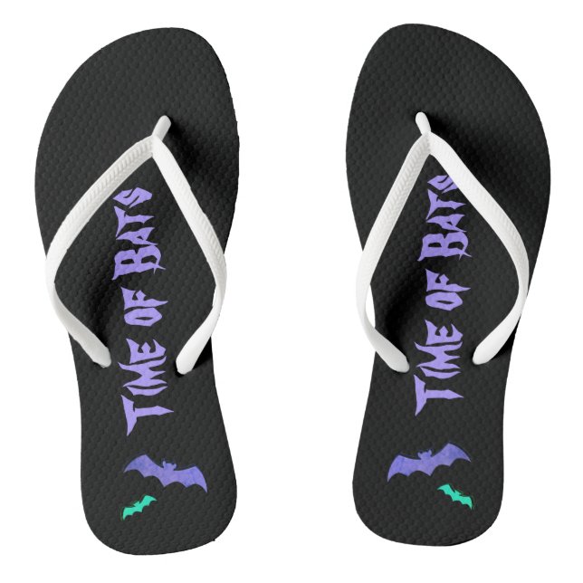 Time of Bats - Purple & Turquoise Abstract Pop Art Flip Flops (Footbed)