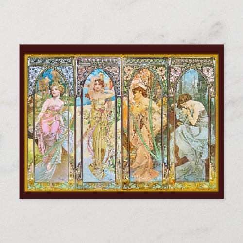 Time of the Day Alphonse Mucha Postcard