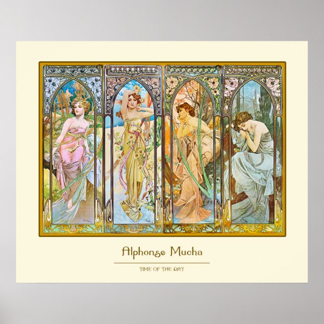 Time of the Day, Alphonse Mucha Poster (Front)
