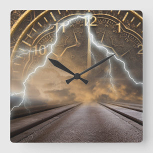 Time Portal Vortex Paranormal Square Wall Clock