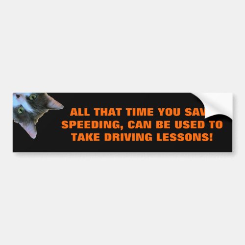 Time Saved Used On Driving Lessons Peeking Cat Bumper Sticker