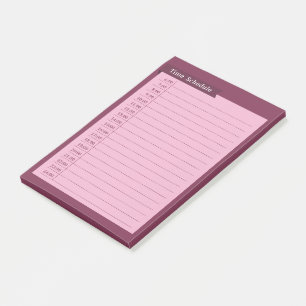 time schedule post-it notes
