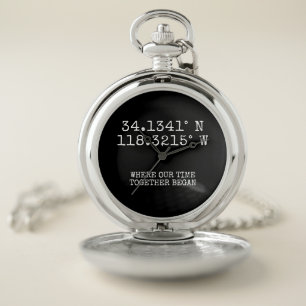 Time Spent Together GPS Coordinates Personalized Pocket Watch