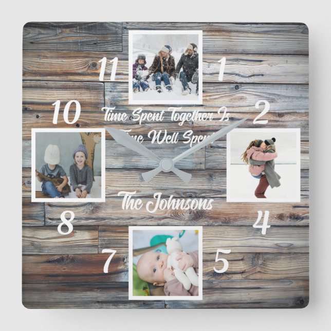 Time Spent Together Is Time Well Spent Photo  Square Wall Clock (Front)
