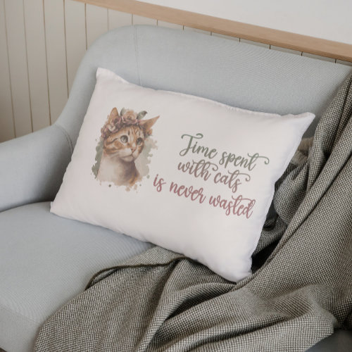 Time Spent With Cats Cute Cat Watercolor Design Accent Pillow