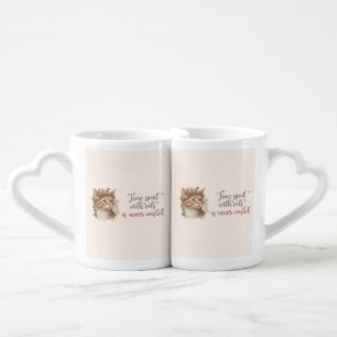 Time Spent With Cats Cute Cat Watercolor Design Coffee Mug Set