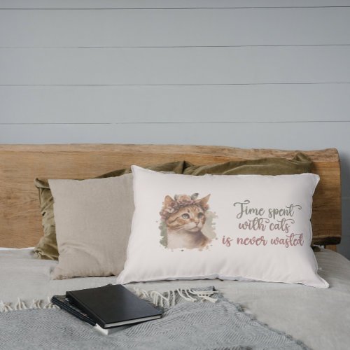 Time Spent With Cats Cute Cat Watercolor Design Pillow Case