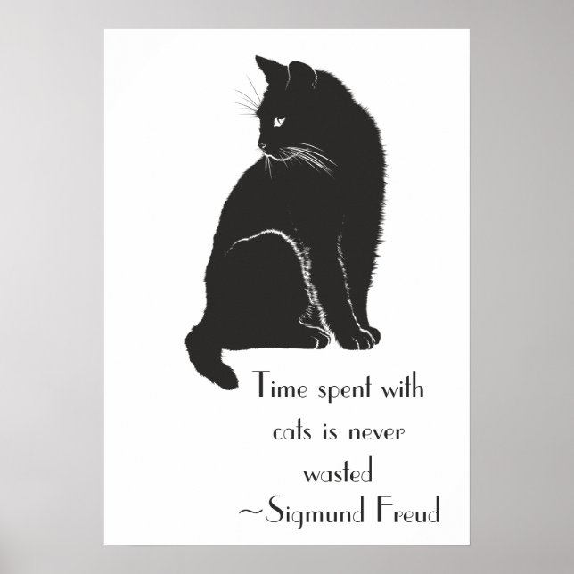 Time Spent With Cats is Never Wasted Freud Quote Poster (Front)