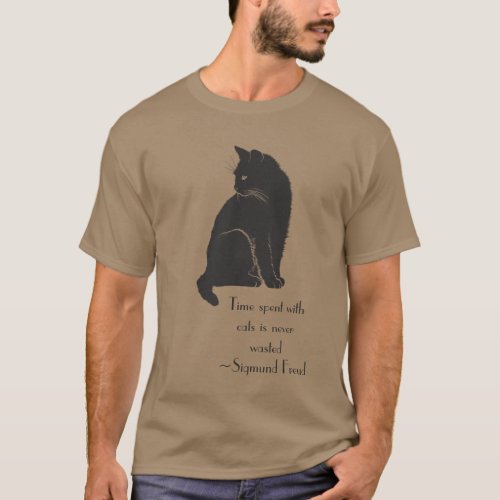 Time Spent With Cats is Never Wasted Freud Quote T_Shirt