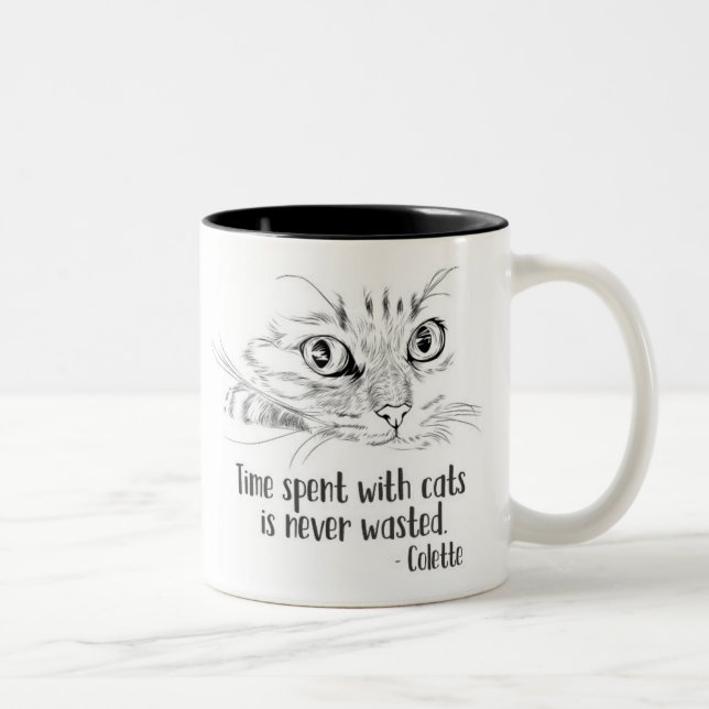 Time Spent with Cats is Never Wasted Two-Tone Coffee Mug (Right)