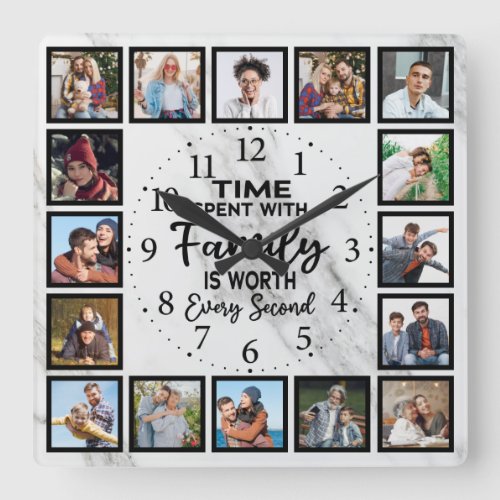 Time Spent With Family is worth every second Square Wall Clock