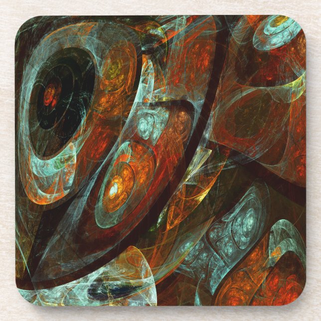 Time Split Abstract Art Beverage Coaster (Front)