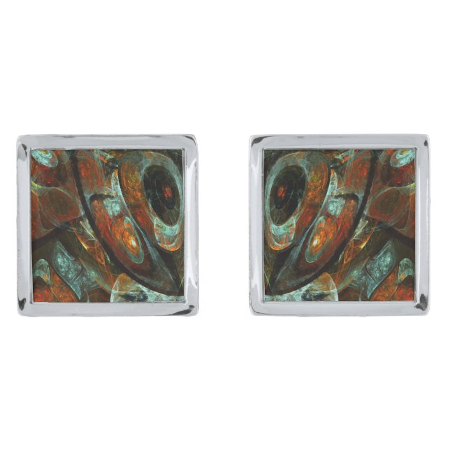 Time Split Abstract Art Cufflinks (Front)