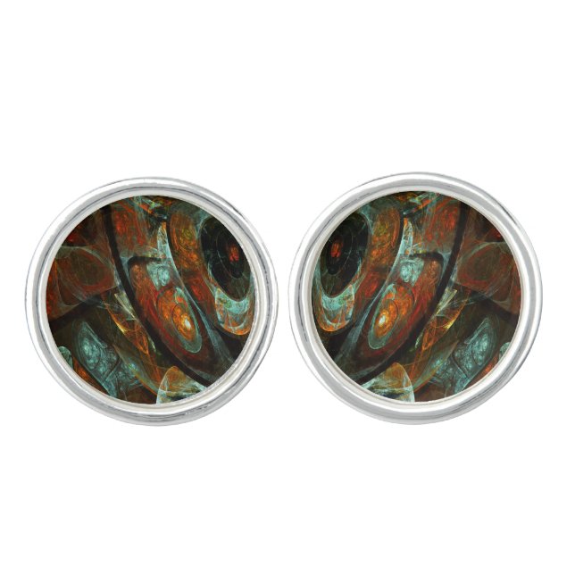 Time Split Abstract Art Cufflinks (Front)