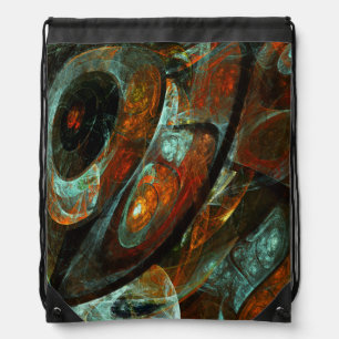 Time Split Abstract Art Drawstring Bag