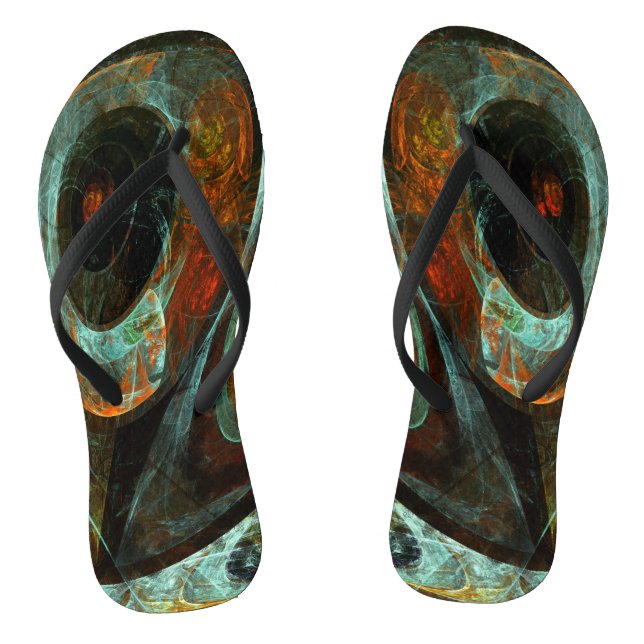 Time Split Abstract Art Flip Flops (Footbed)
