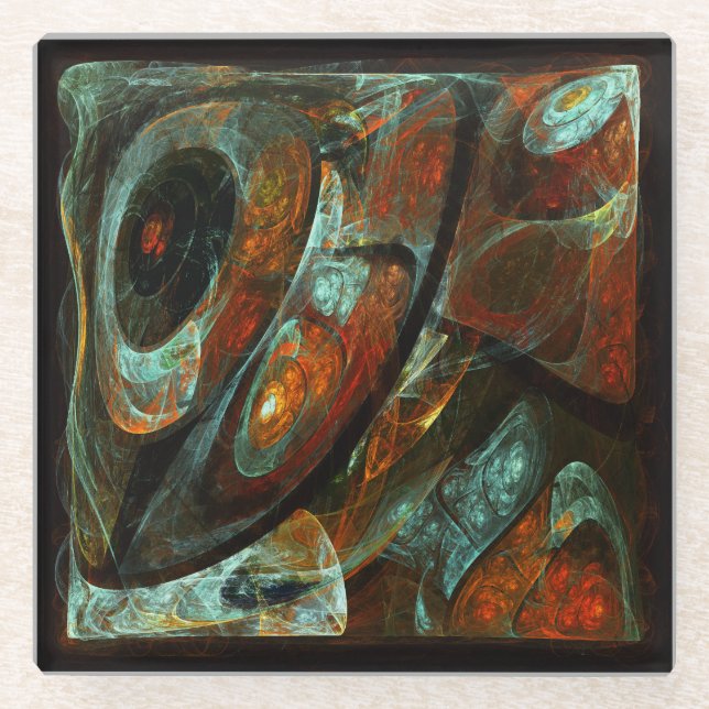 Time Split Abstract Art Glass Coaster (Front)