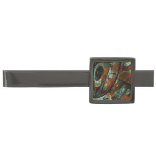 Time Split Abstract Art Gunmetal Finish Tie Bar